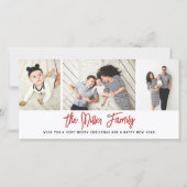 家族パーソナライズされた名3フォトコラージホリデイC シーズンカード (正面)