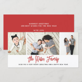 家族パーソナライズされた名3フォトコラージホリデイC シーズンカード