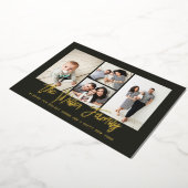 家族パーソナライズされた名4フォトコラージフォイルホリ 箔シーズンカード (回転した状態)
