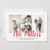 家族パーソナライズされた名4フォトコラージュ シーズンカード (正面)