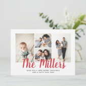 家族パーソナライズされた名4フォトコラージュ シーズンカード (スタンド正面)
