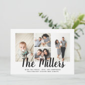 家族パーソナライズされた名4フォトコラージュ シーズンカード (スタンド正面)