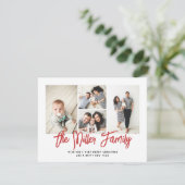 家族パーソナライズされた名4フォトコラージュ シーズンカード (スタンド正面)