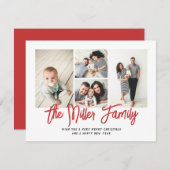 家族パーソナライズされた名4フォトコラージュ シーズンカード (正面/裏面)