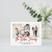 家族パーソナライズされた名4フォトコラージュ シーズンポストカード (スタンド正面)
