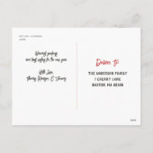 家族パーソナライズされた名4フォトコラージュ シーズンポストカード (裏面)