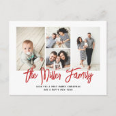 家族パーソナライズされた名4フォトコラージュ シーズンポストカード (正面)