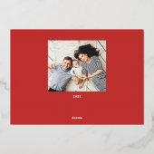 家族パーソナライズされた名4フォトコラージュ 箔シーズンカード (裏面)