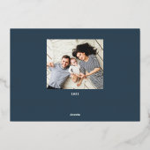 家族パーソナライズされた名4フォトコラージュ 箔シーズンカード (裏面)