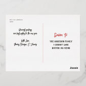 家族パーソナライズされた名4フォトコラージュ 箔シーズンポストカード (裏面)