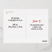 家族パーソナライズされた名4フォトコラージュ 箔シーズンポストカード (裏面)