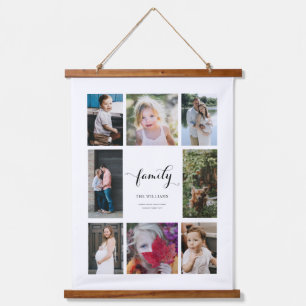 家族パーソナライズされた名8フォトコラージュ 吊り下げ型タペストリー