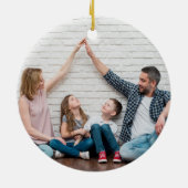 家族パーソナライズされた名&フォトラブブラシスクリプト セラミックオーナメント (裏面)