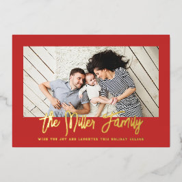 家族パーソナライズされた名（写真赤） 箔シーズンカード