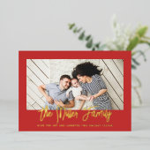 家族パーソナライズされた名（写真赤） 箔シーズンカード (立ち正面)