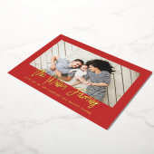 家族パーソナライズされた名（写真赤） 箔シーズンカード (回転した状態)