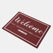 家族パーソナライズされた名Burgundy Welcome ドアマット (アングル)