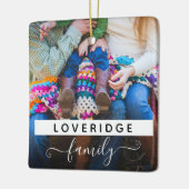 家族パーソナライズされた姓カスタム写真クリスマス セラミックオーナメント (左)