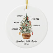 家族パーソナライズされた孫クリスマスツリー セラミックオーナメント (正面)