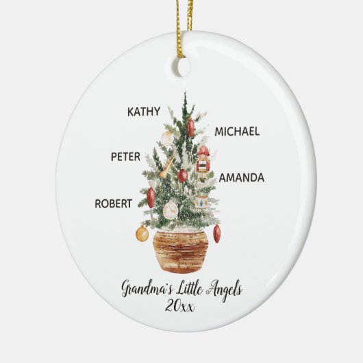 家族パーソナライズされた孫クリスマスツリー セラミックオーナメント (左)