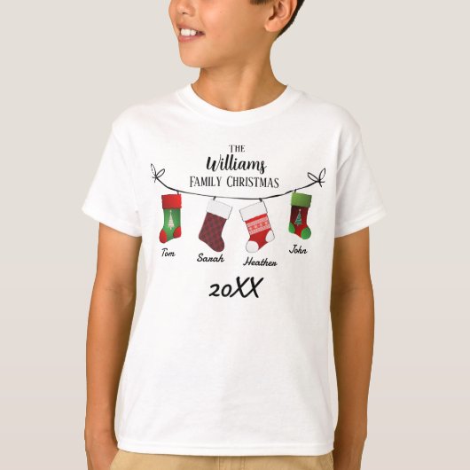 家族パーソナライズされた少年のストッキング Tシャツ (正面)