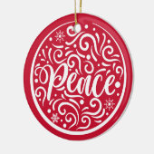 家族パーソナライズされた平和クリスマスホリデーレッド セラミックオーナメント (左)