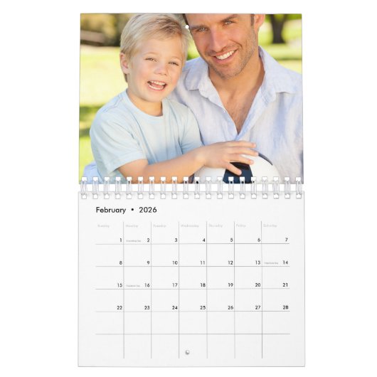 家族パーソナライズされた年あなたの写真の毎月の壁 カレンダー (2月 2026)