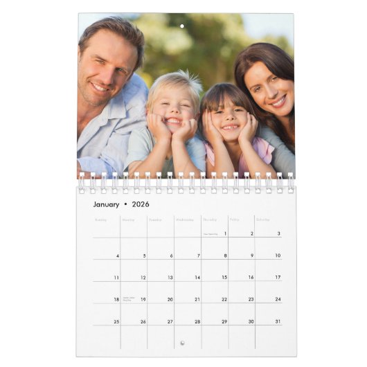 家族パーソナライズされた年あなたの写真の毎月の壁 カレンダー (1月 2026)