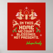 家族パーソナライズされた恵みクリスマスサイン ポスター (正面)
