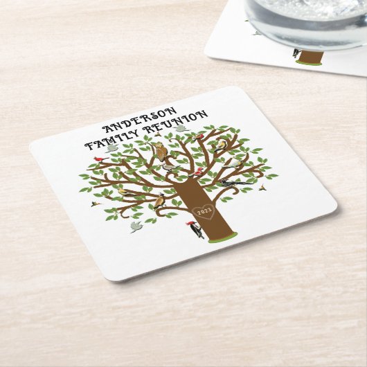 家族パーソナライズされた懇親会 スクエアペーパーコースター (アングル)