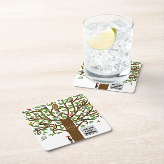 家族パーソナライズされた懇親会 スクエアペーパーコースター (インサイチュ)