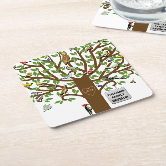 家族パーソナライズされた懇親会 スクエアペーパーコースター (アングル)