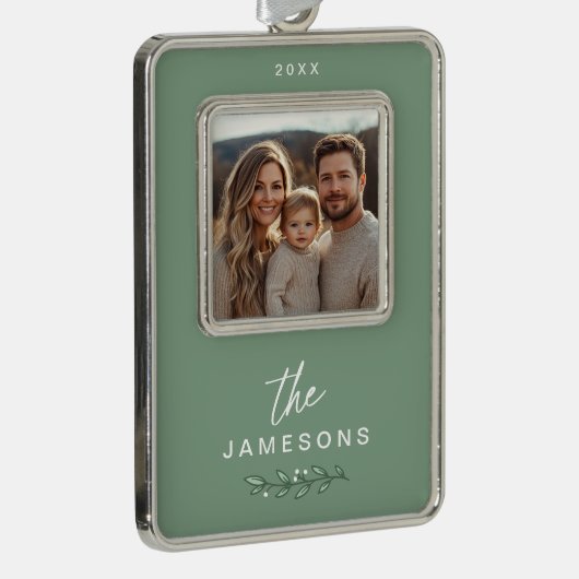 家族パーソナライズされた枠クリスマス飾り シルバープレートフレームオーナメント (右)