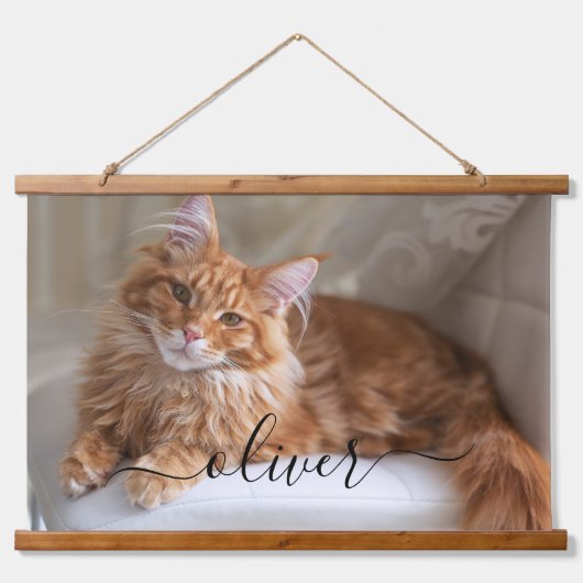 家族パーソナライズされた猫写真カスタム 吊り下げ型タペストリー (正面)