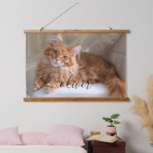 家族パーソナライズされた猫写真カスタム 吊り下げ型タペストリー (寝室)