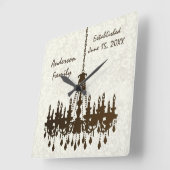 家族パーソナライズされた確立シャンデリア時計 スクエア壁時計 (傾斜)