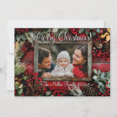 家族パーソナライズされた素朴のクリスマスフォトカード シーズンカード (正面)