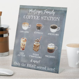 家族パーソナライズされた素朴コーヒーステーション 台座サイン