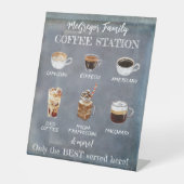 家族パーソナライズされた素朴コーヒーステーション 台座サイン (正面)