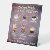 家族パーソナライズされた素朴コーヒーステーション 台座サイン (正面)