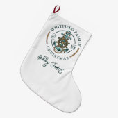 家族パーソナライズされた航海ののクリスマス ラージクリスマスストッキング (正面 (吊り時))