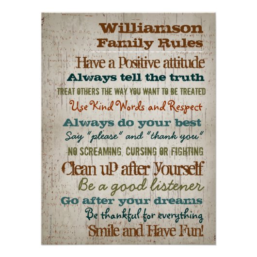 家族パーソナライズされた規則ハウスサイン ポスター (正面)