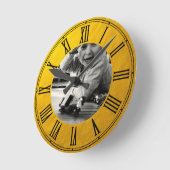 家族パーソナライズされた黄金ヴィンテージ写真/カスタム ラウンド壁時計 (傾斜)