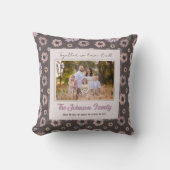 家族パーソナライズされた1枚の写真フローラモダン名 クッション (正面)