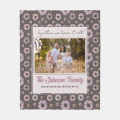 家族パーソナライズされた1枚の写真フローラモダン名 フリースブランケット (正面)