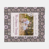 家族パーソナライズされた1枚の写真フローラモダン名 フリースブランケット (正面(横))