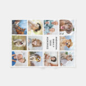 家族パーソナライズされた11フォトコラージュシンプルモダン フリースブランケット (正面(横))