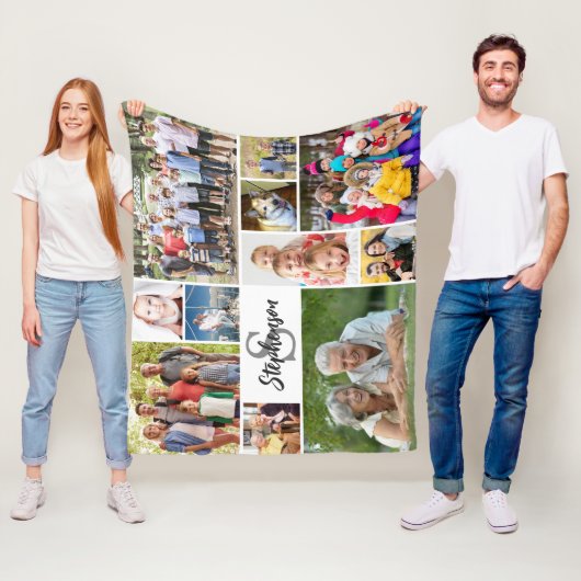 家族パーソナライズされた11ユニークフォトコラージュシンプル フリースブランケット (インサイチュ)