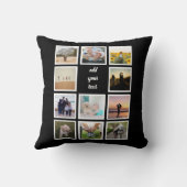家族パーソナライズされた11写真カスタムコラージュ クッション (裏面)