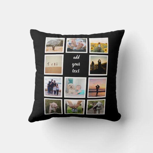 家族パーソナライズされた11写真カスタムコラージュ クッション (裏面)